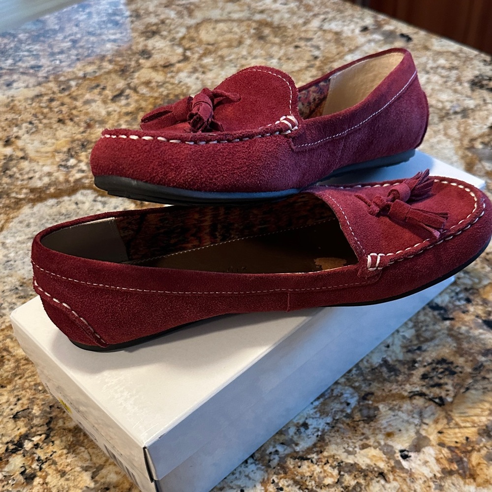 Burgundy Suede Tassel Loafers